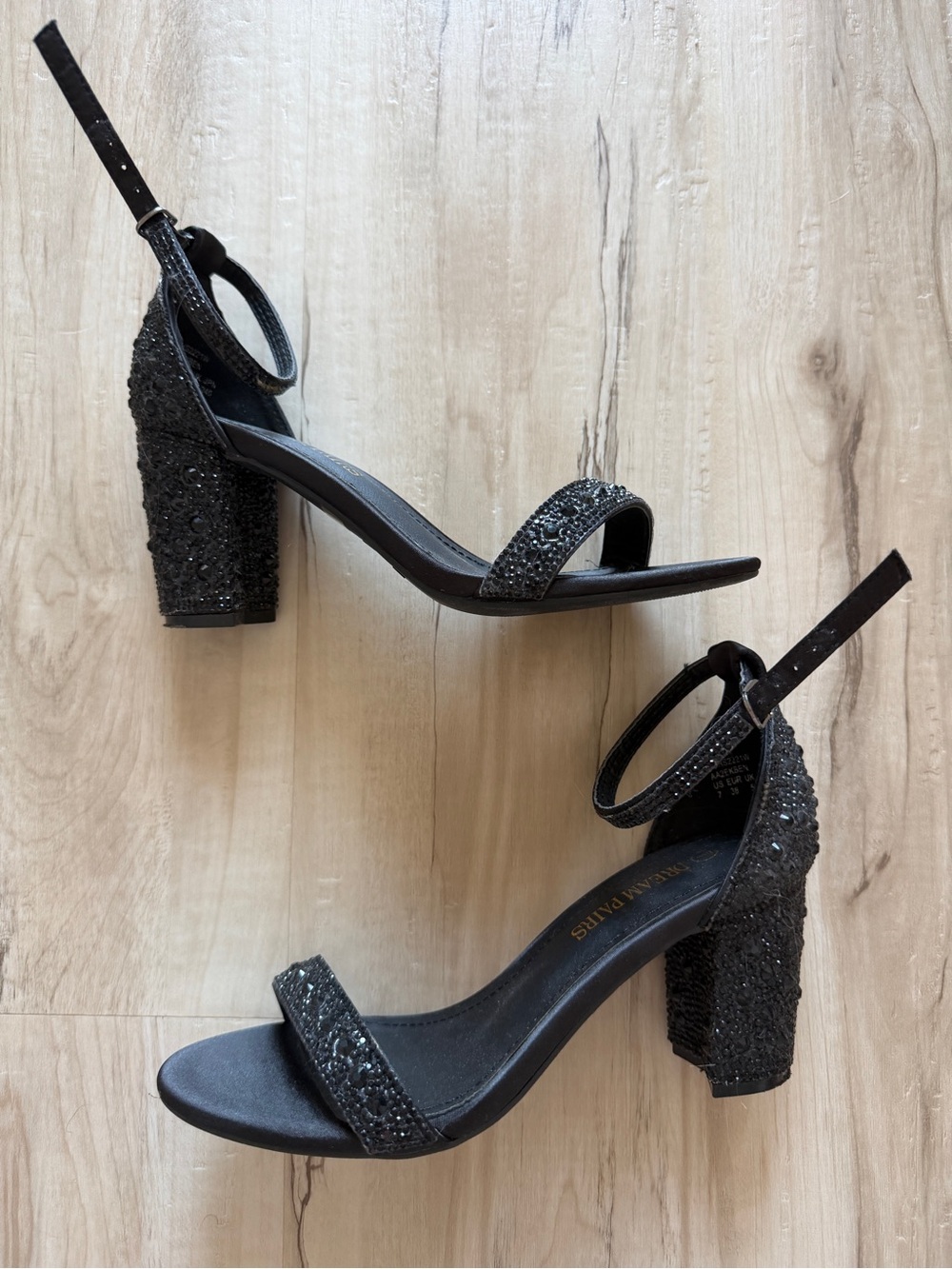 Dream Pairs Black Sparkle Block Heel Sandals